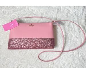 NWT KATE SPADE PURSE BAG PINK GLITTER CROSSBODY FEMININE GIRLY PREPPY COQUETTE